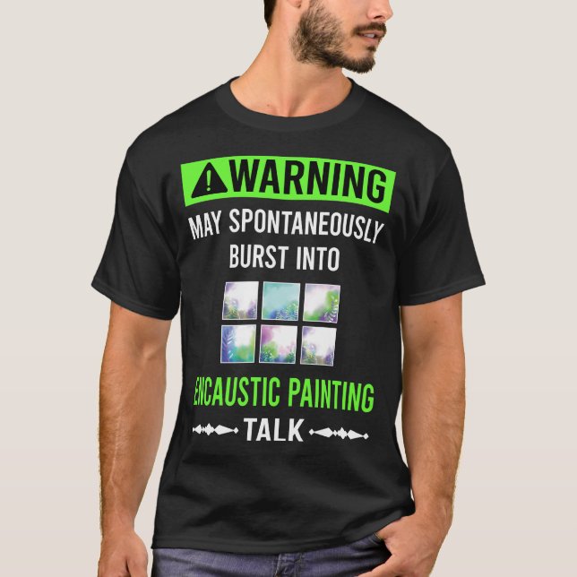 Camiseta Aviso Verde Pintura Encaústica (Frente)