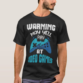 Camiseta Avisos Podem Gritar Em Jogos De Jogador De Videos