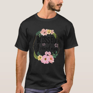 Camiseta Avó abençoada com a mãe de coração floral