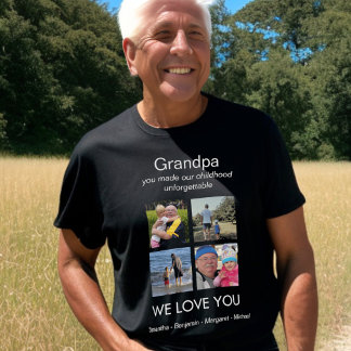 Camiseta Avô, amamos-te Foto Preto Personalizado