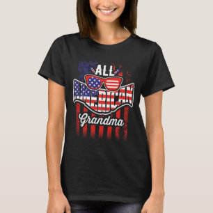 Camiseta Avó Americana Bandeira dos EUA Vintage Divertido C