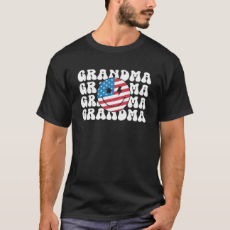 Camiseta Avó Americana Retro Groovy 4 de julho Sorria Fa