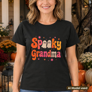 Camiseta Avó Assustadora Halloween Fantasmas Fofos Letra Re