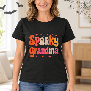 Camiseta Avó Assustadora Halloween Fantasmas Fofos Letra Re