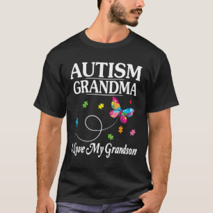 Camiseta Avô Autismo-Borboleta Eu Amo Meu Neto