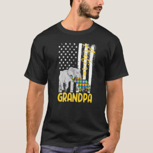 Camiseta Avô Autista Americano Bandeira EUA Elefante Consci