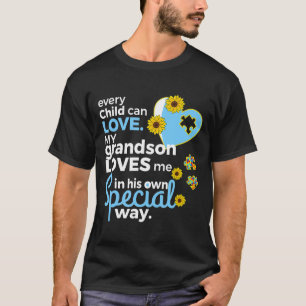 Camiseta Avô Autista Avó Toda Criança Pode Amar Sol
