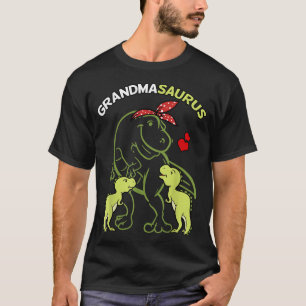 Camiseta Avô Avó 2 Crianças Dia de as mães Dinossauro