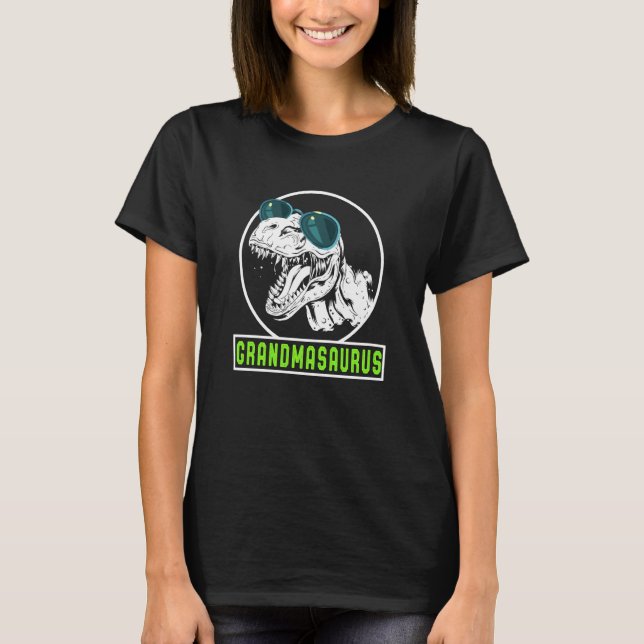 Camiseta Avô Avó Saurus Dinossauro Rex Mulheres Mo (Frente)