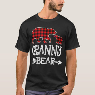 Camiseta Avó Bear Natal Pajama Xadrez Vermelha Buffalo