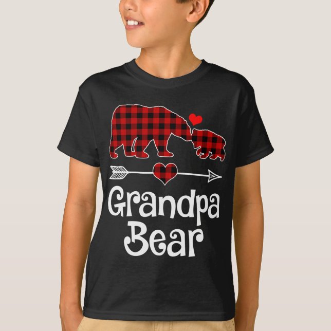 Camiseta Avô Bear Natal Pajama Xadrez Vermelha Mães Buffalo (Frente)