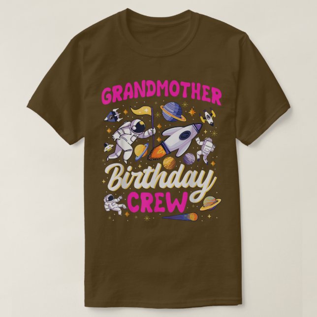 Camiseta Avó Birthday Crew Space Party - Astronauta Bd (Frente do Design)
