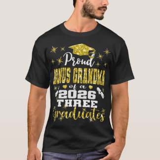Camiseta Avó Bonus Orgulhosa De Três Graduados De 2026 Grad