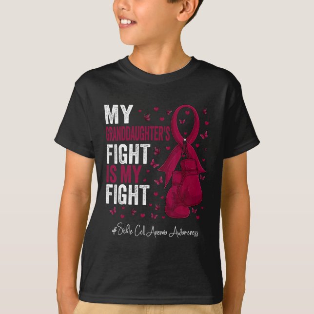 Camiseta Avô Borgonha Anemia de Células Falsiformes Awarene (Frente)
