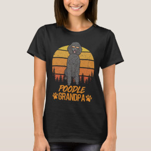 Camiseta Avô Cachorro Poodle Padrão Preto Vintage Legal Gor