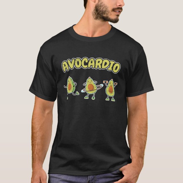 Camiseta Avo-Cardio Cardio Avocado Barbell Jumping Rope Run (Frente)