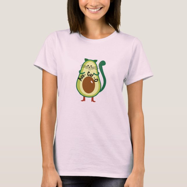 Camiseta Avo-cat-o, Engraçado Nerdy Cat Guac Avocado Amante (Frente)
