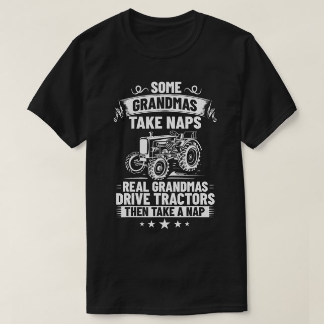 Camiseta Avó cita o trator de máquina de Fazenda que conduz (Frente do Design)