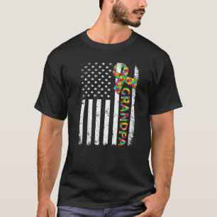 Camiseta Avô com Autismo Aflito Tapete Família Bandeira Ame