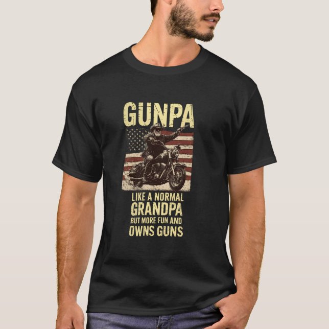 Camiseta Avô como um avô normal mas divertido e possui arma (Frente)