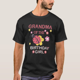 Camiseta Avó Da Família Birthday Girl Matando Ladyb