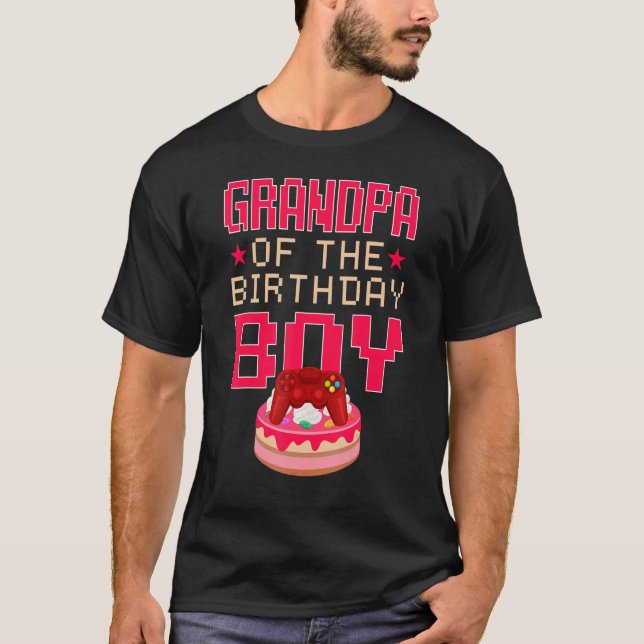 Camiseta Avô da Família de Gamepad do Aniversário (Frente)