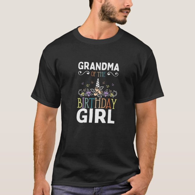 Camiseta Avó Da Família Garota De Aniversário Do Unicórnio (Frente)