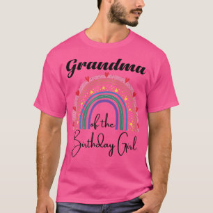 Camiseta Avó da garota de aniversário Rainbow Boho Aniversá