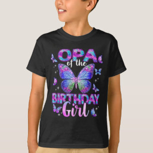 Camiseta Avô da Menina de Aniversário Família Borboleta Con