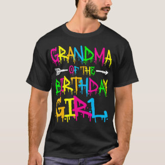 Camiseta Avó Da Menina Do Aniversário Retro 80's