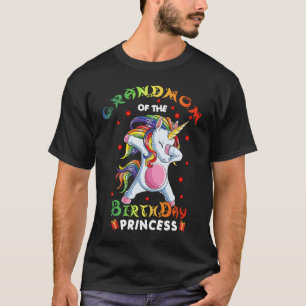 Camiseta Avó Da Princesa Aniversário Dabbing Unicorn