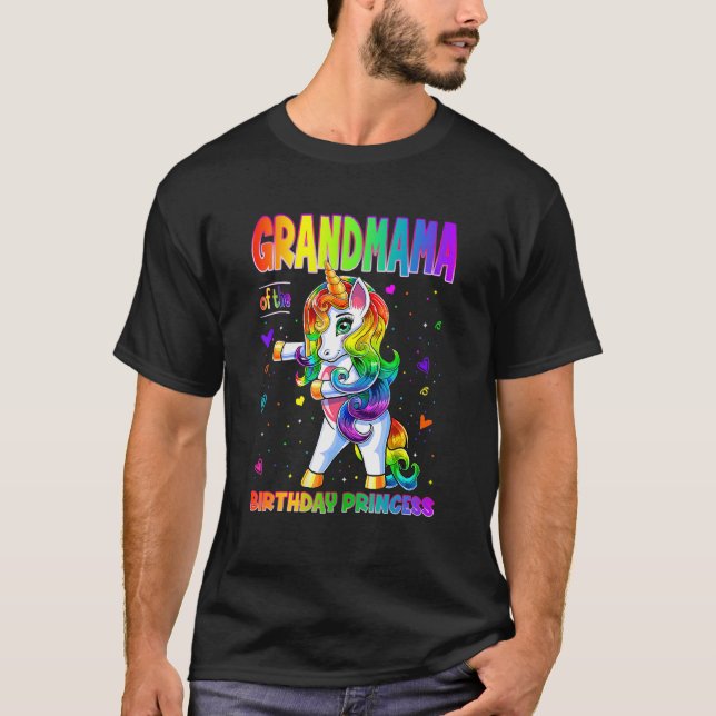 Camiseta Avó Da Princesa de Aniversário A Fogar U (Frente)