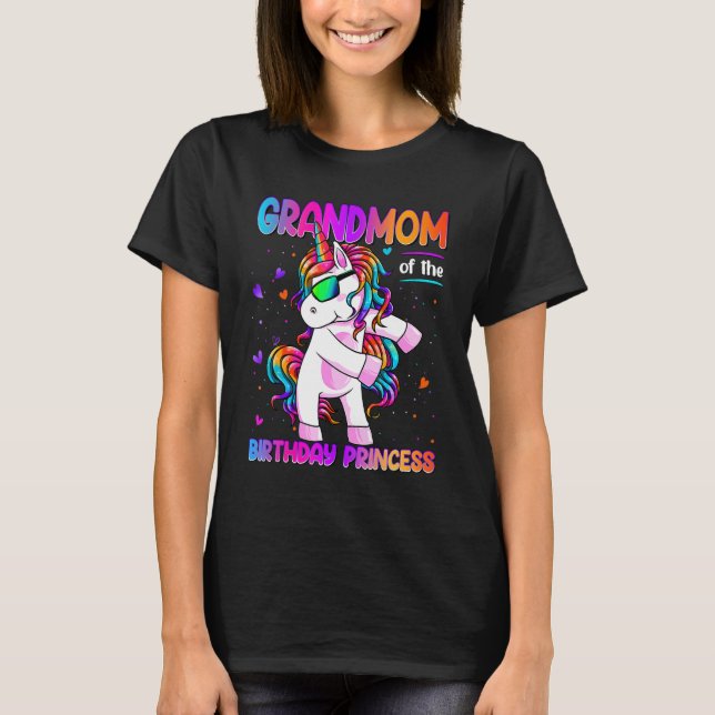 Camiseta Avó da Princesa de Aniversário, Dabbing Uni (Frente)