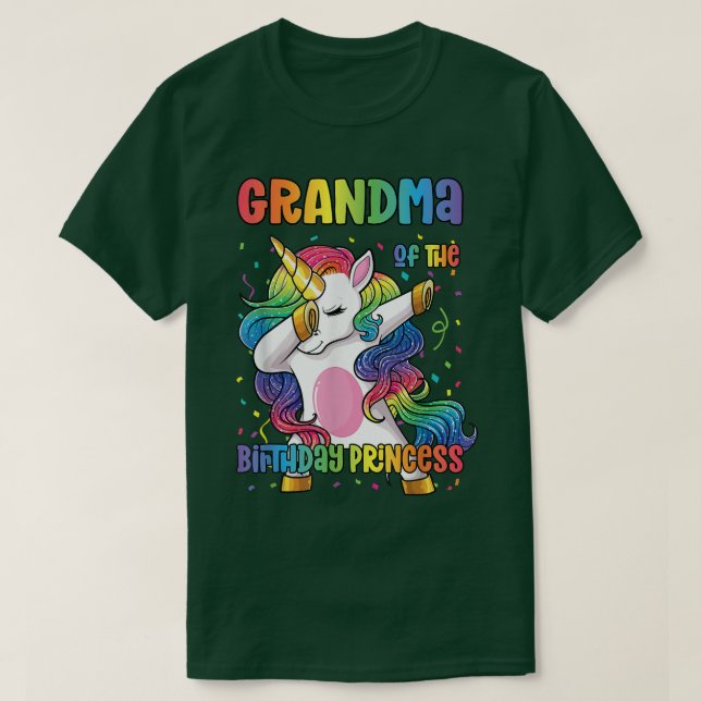 Camiseta Avó da Princesa de Aniversário Dabbing Unic (Frente do Design)