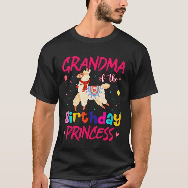 Camiseta Avó da Princesa de Aniversário   Lhama (Frente)