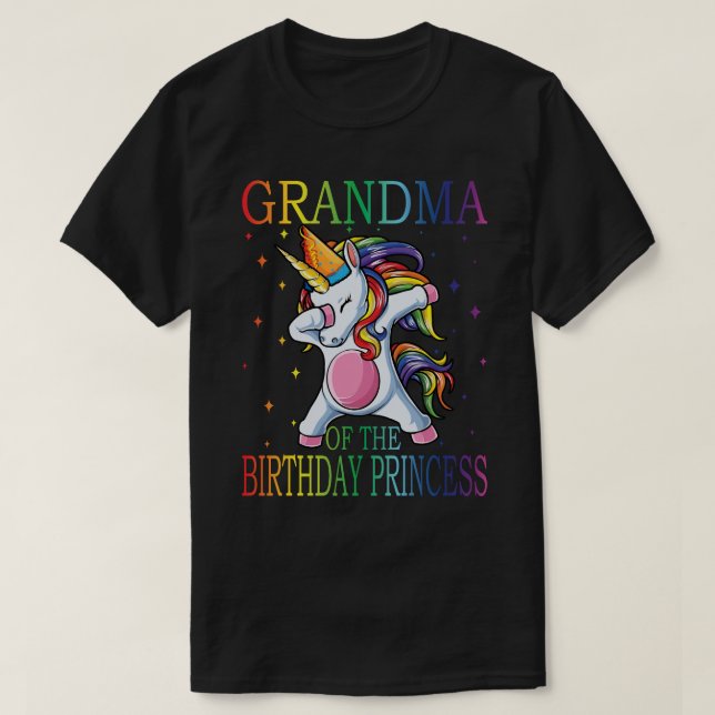 Camiseta AVÓ da Princesa de Aniversário Unicórn (Frente do Design)