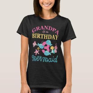 Camiseta Avô da terceira família de sereias-aniversário de