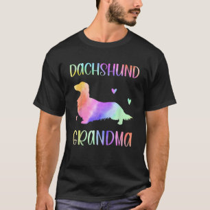 Camiseta Avó Dachshund Cachorro Salsicha Nana Arco-Íris Aqu
