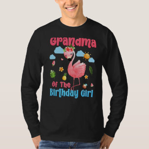 Camiseta Avó Das Raparigas De Aniversário Tropical Flamingo