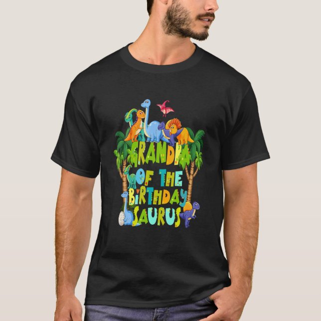 Camiseta Avô De Aniversário Do Surus Rex Grandad Di (Frente)
