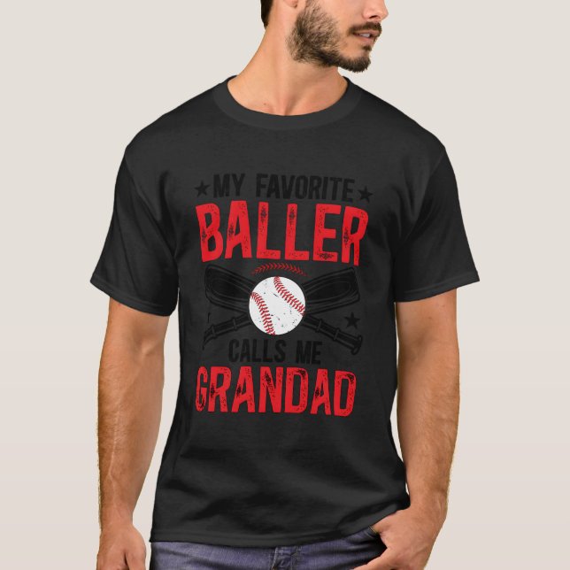 Camiseta Avô De Beisebol Favorito De Uma Placa De Baseball (Frente)
