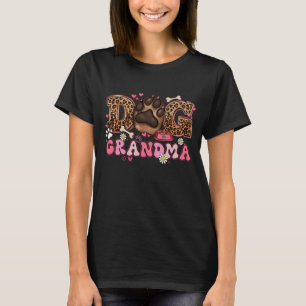 Camiseta Avó de Cachorro Estampa de Leopardo Pata Floral Co