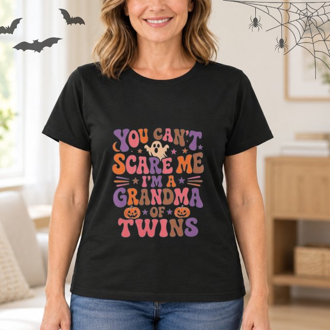 Camiseta Avó de Gêmeos no Halloween Divertida Fantasma Retr (Criador carregado)