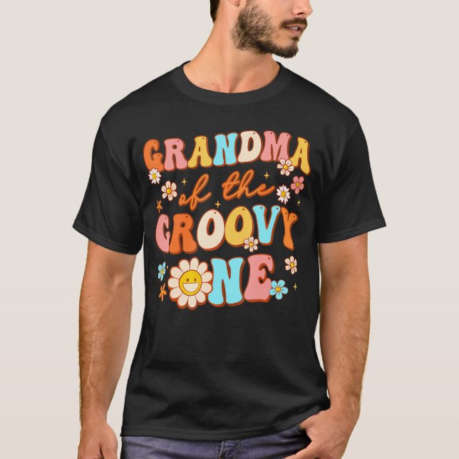 Camiseta Avó De Groovy One primeiro aniversario Pregnancy A (Frente)
