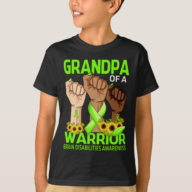 Camiseta Avô De Mão De Um Guerreiro Com Deficiência Cerebra (Frente)