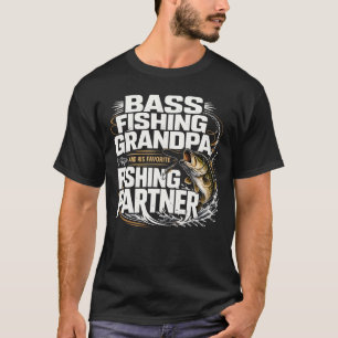 Camiseta Avô de Pesca de Bass Parceiro de Pesca Favorito 