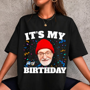 Camiseta Avô de Rosto Personalizado é Meu Aniversário de 70