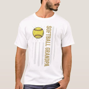 Camiseta Avô de Softbol Bandeira Vintage Desenho Vetorial_1