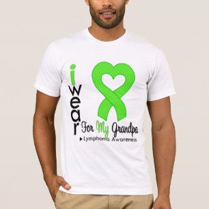 Camiseta Avô de suporte cardíaco ao Verde limão Linfoma