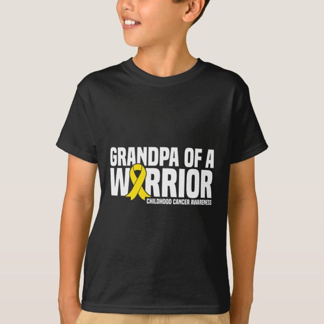 Camiseta Avô de um Cancer de infância de Ribbon no Guerreir (Frente)